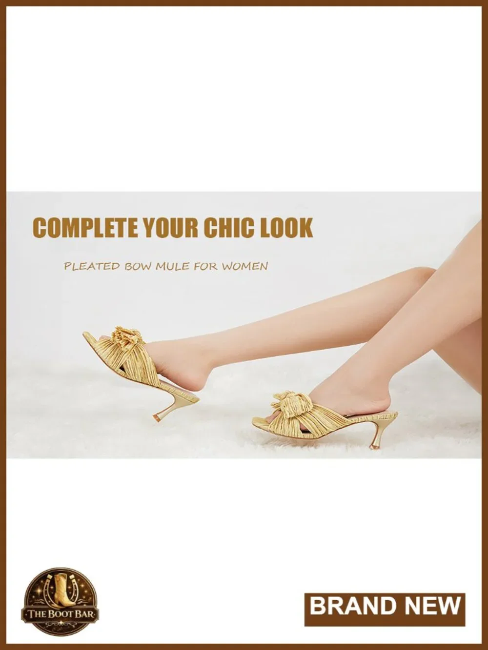 Women's Pleated Bow Kitten Heel Mules - Square Toe Slip-On Dress Sandals